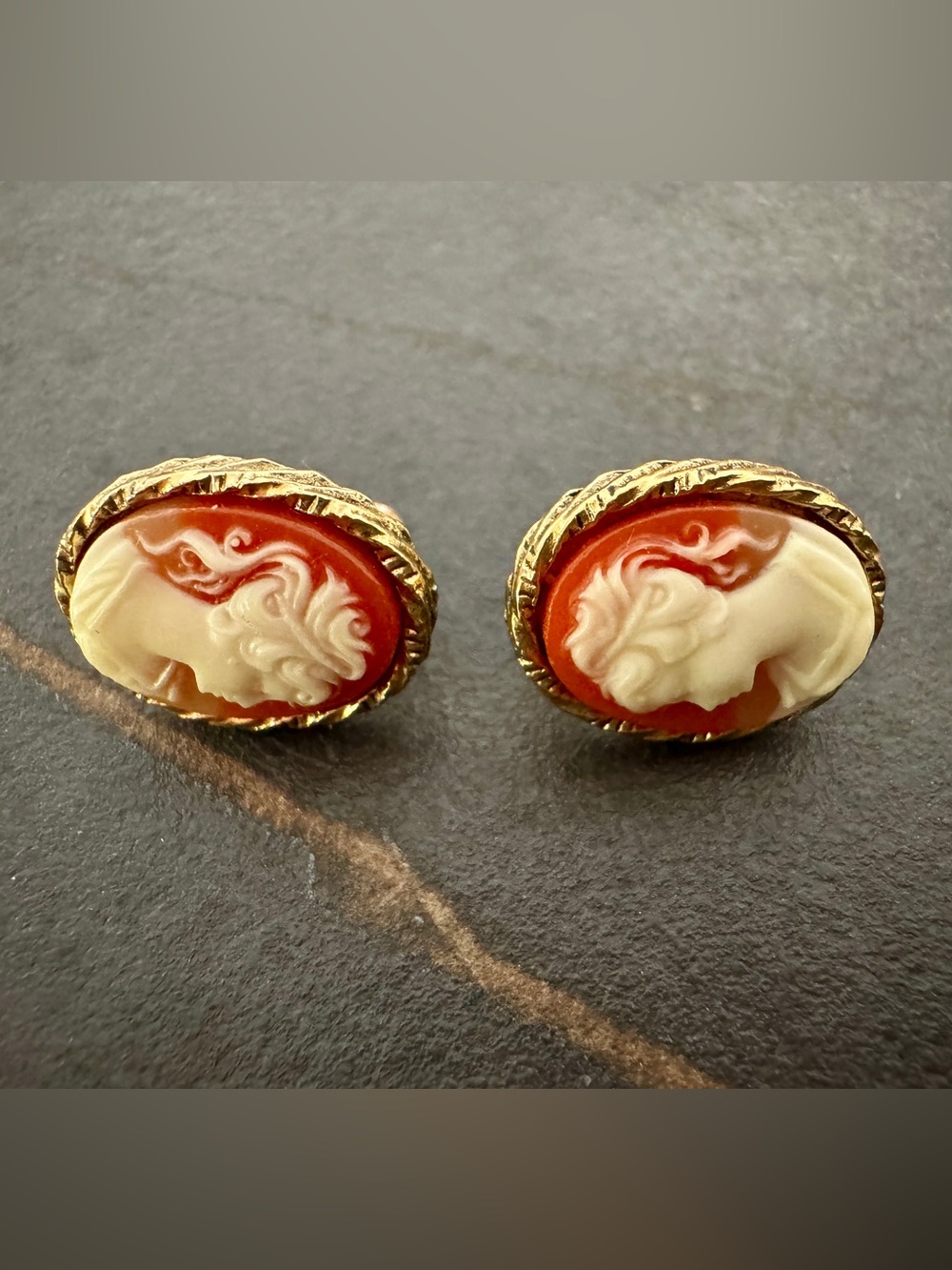 1928 Victorian Revival Cameo Stud Earrings ⭐